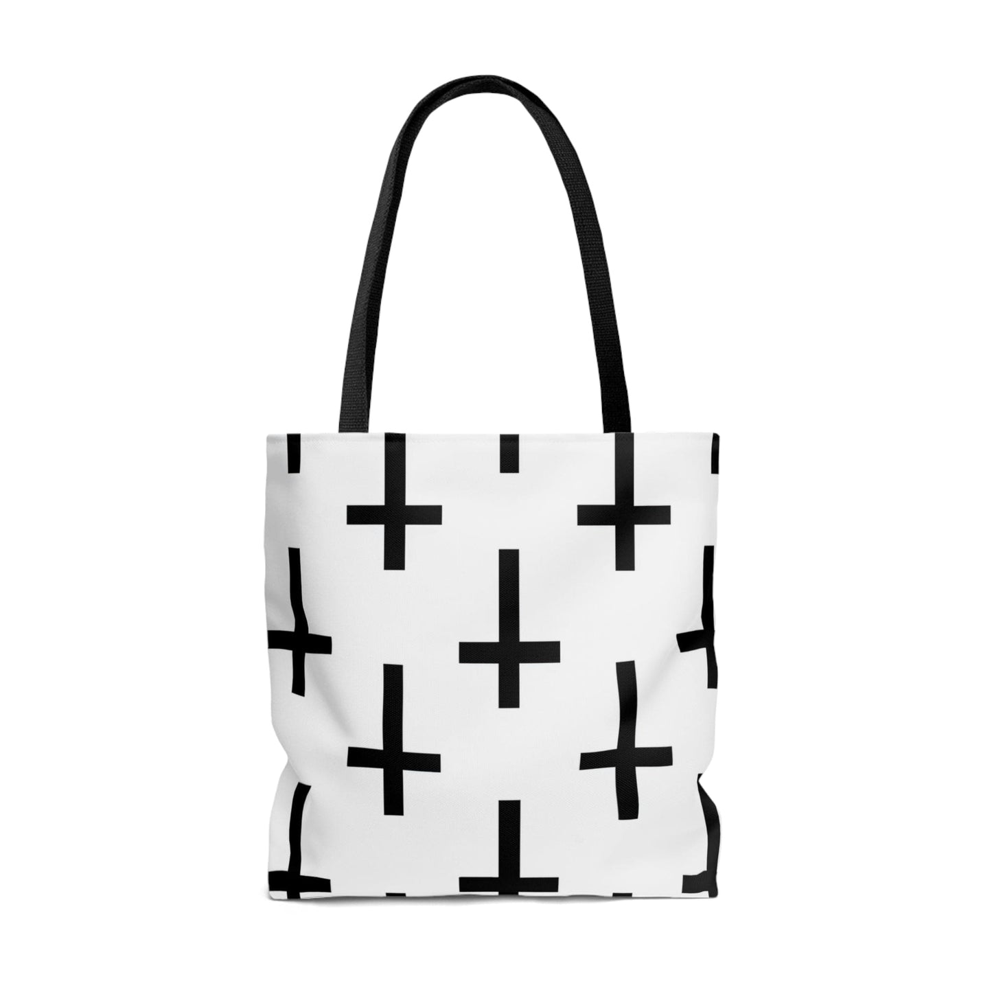 Large Tote Bag White and Black Seamless Cross Pattern
