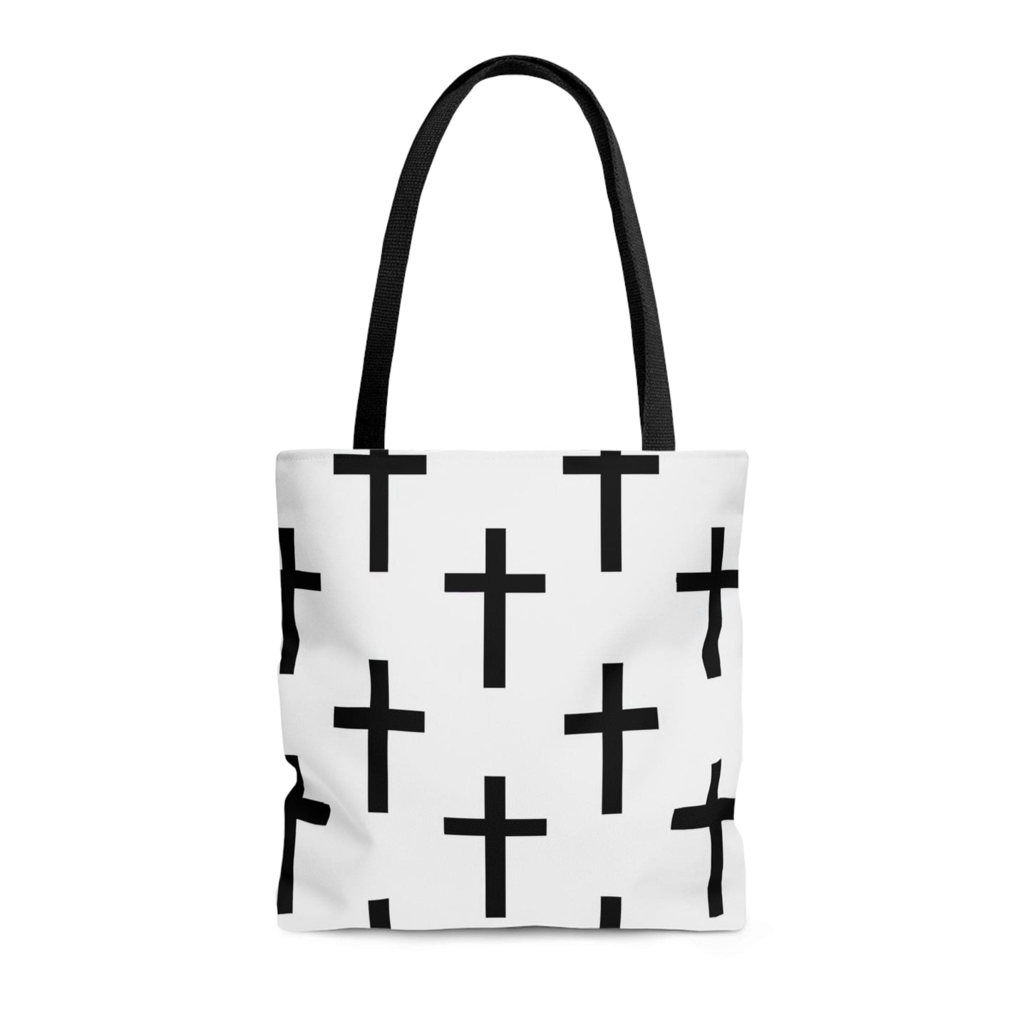 Large Tote Bag White and Black Seamless Cross Pattern