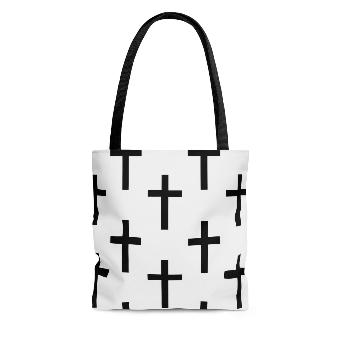 Large Tote Bag White and Black Seamless Cross Pattern