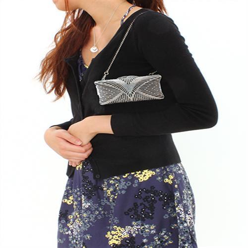 LO2362 - Imitation Rhodium White Metal Clutch with Top Grade Crystal in White