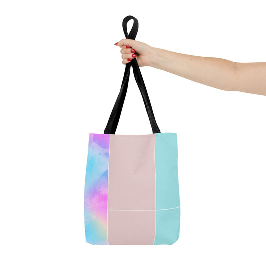 Large Tote Bag Pastel Colorblock Watercolor Illustration