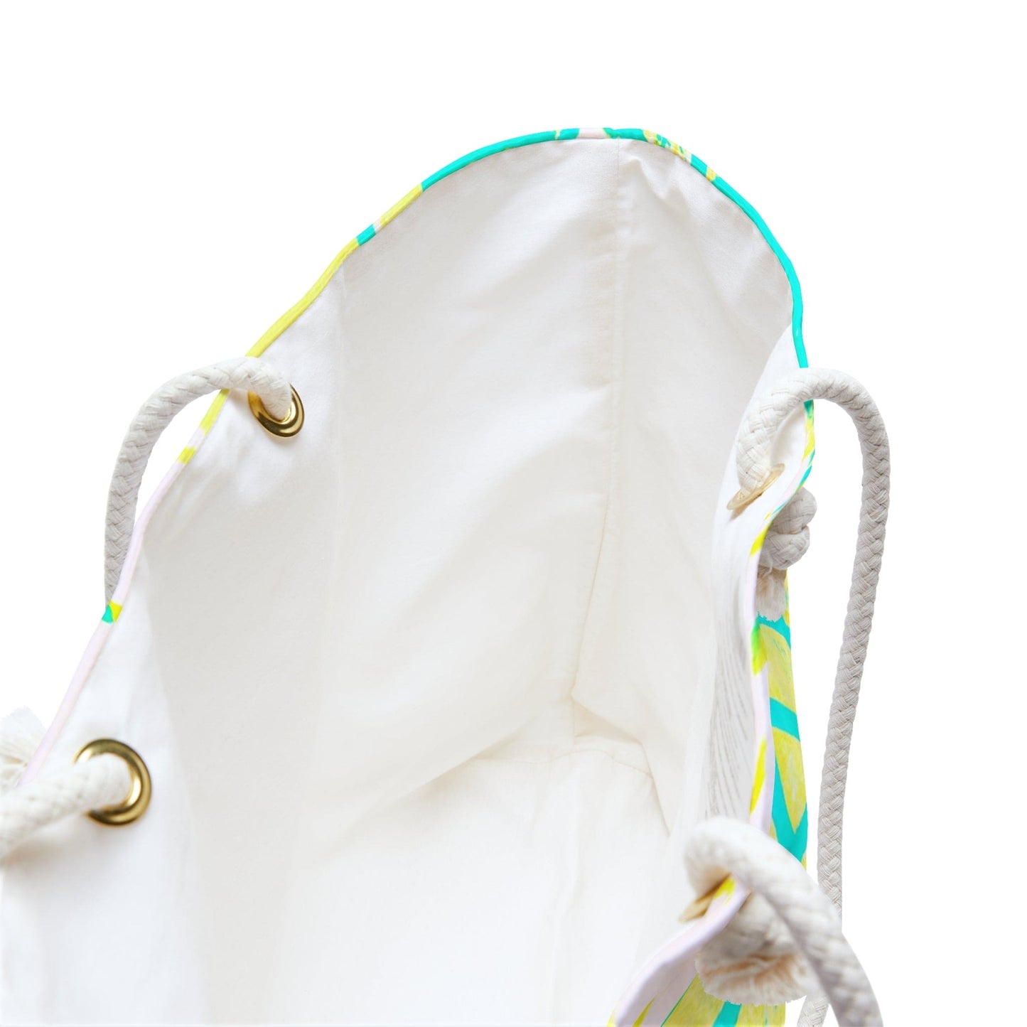 Weekender Tote Bag Cyan Blue Lime Green and White Pattern